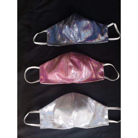 new 3 Holographic Glitter Handmade Cotton Party FaceMasks - Picture 3 of 4